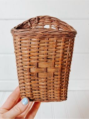 intage Mini Wicker Wall Pocket Basket